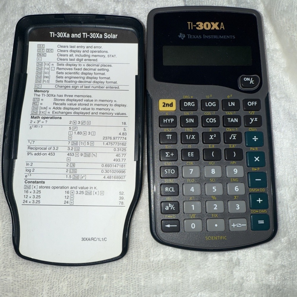 Texas Instruments TI-30Xa Scientific Calculator W/ Cover Clean Tested Working ✅